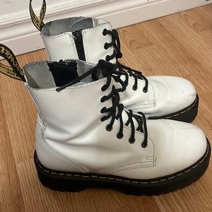 Dr.Martens White Jordan Smooth Leather Platform Boots